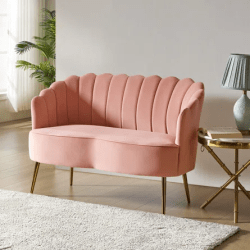 Pink Velvet Love Seat