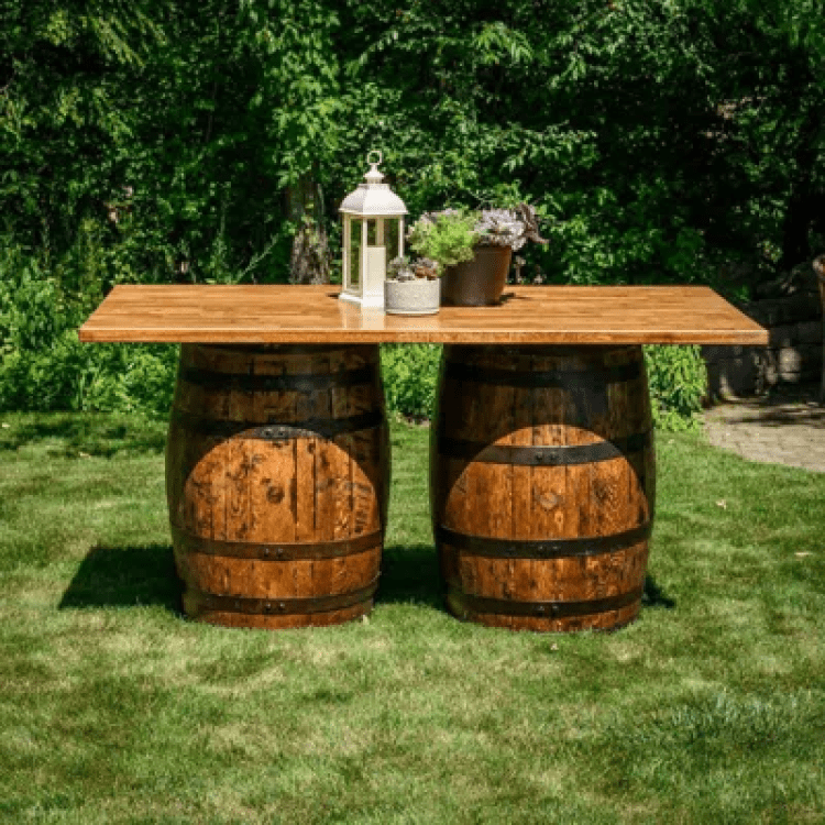 Oak barrel table