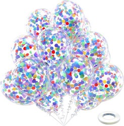 12  Rainbow Multicolor Confetti Latex Balloons